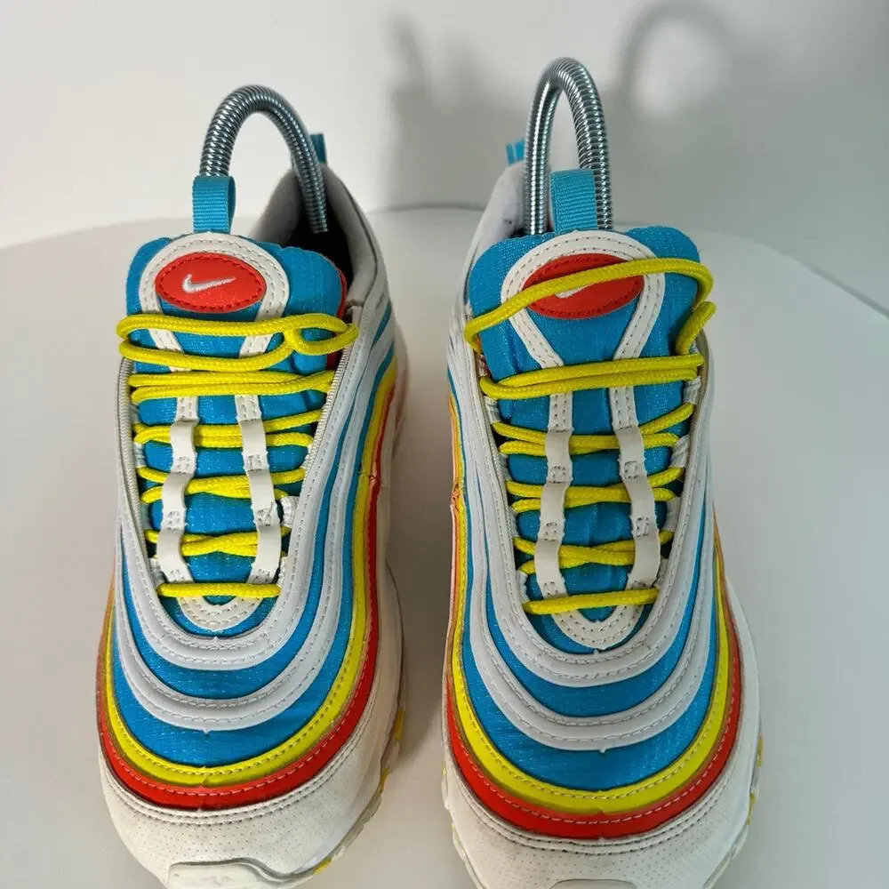 Nike Air Max 97‎ Summer Pack, White Blue Yellow, Size 5.5 Y